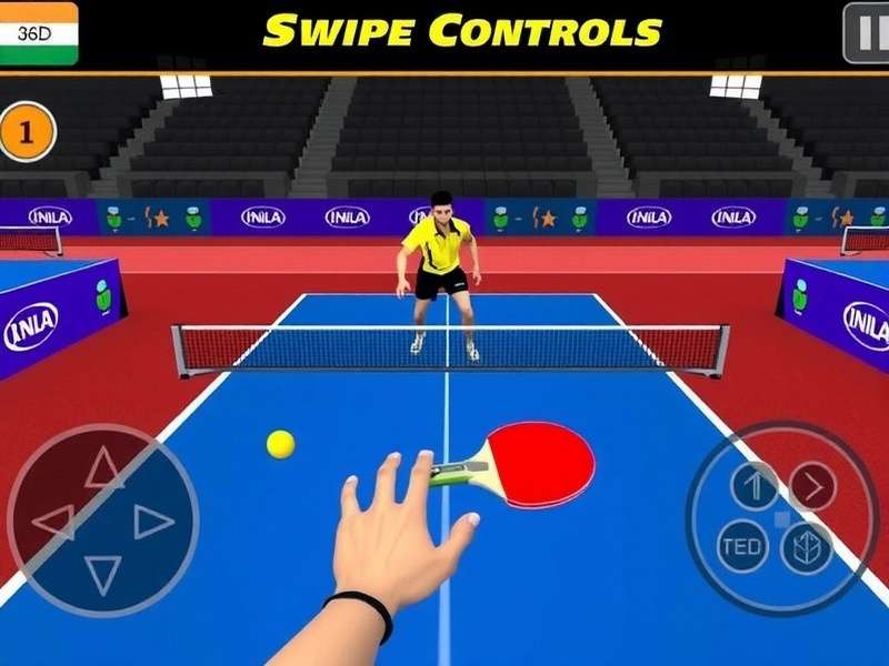 Table Tennis Champion 3D India - Swipe Controls Table Tennis Champion 3D India gameplay showing swipe controls
