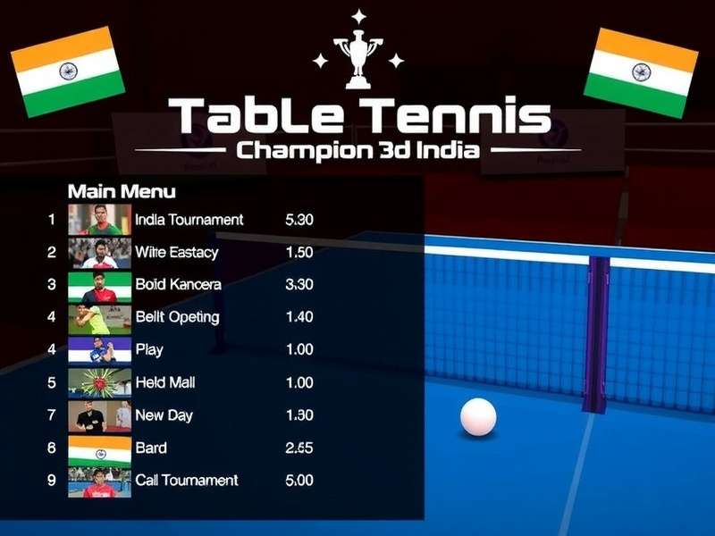 Table Tennis Champion 3D India - Main Menu Table Tennis Champion 3D India main menu showing Indian tournament options